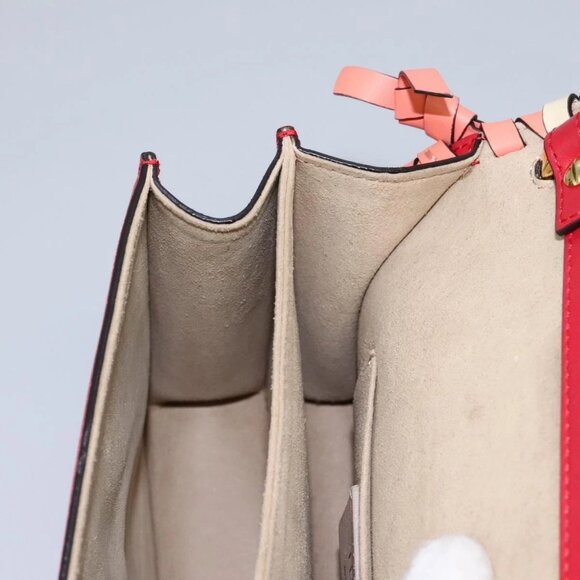 FENDI Mini Canai Chain Shoulder Bag Leather Red Auth bs22672V - Picture 13 of 16